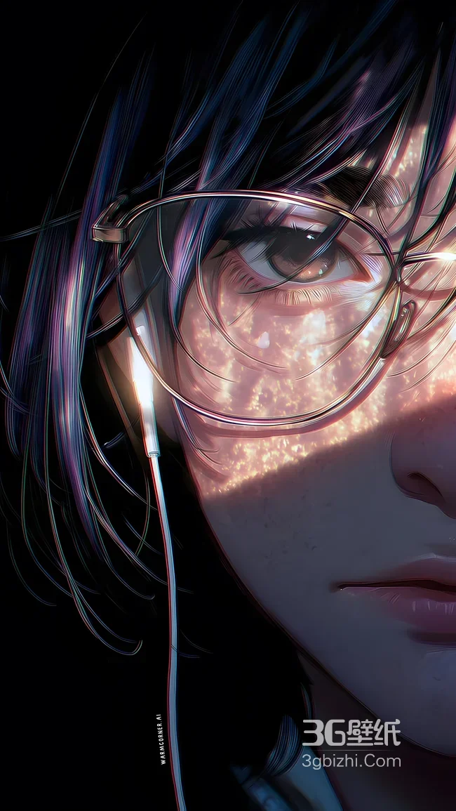 戴眼镜耳机的写实光影帅哥 高质感手机壁纸1