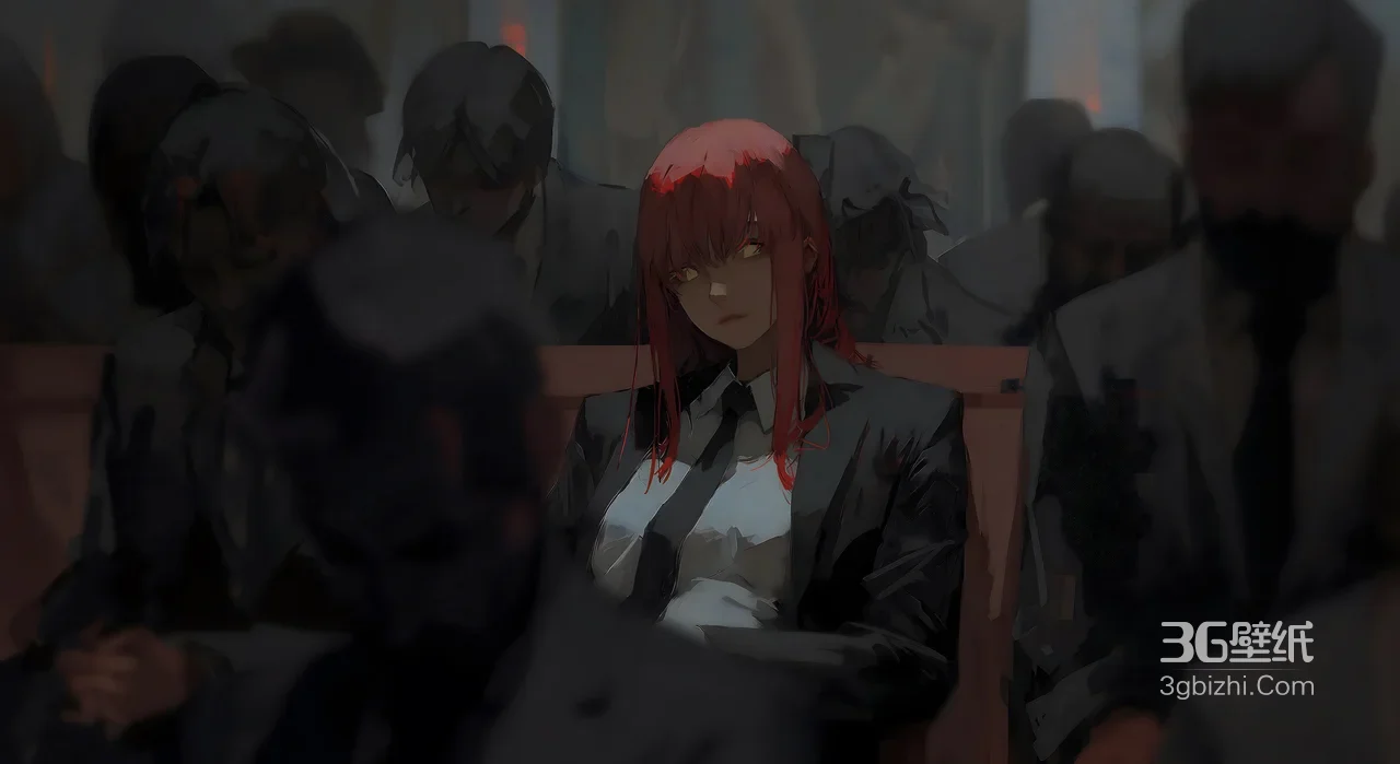 玛奇玛·红发红瞳 暗黑风《电锯人》动漫场景 高人气动漫壁纸1