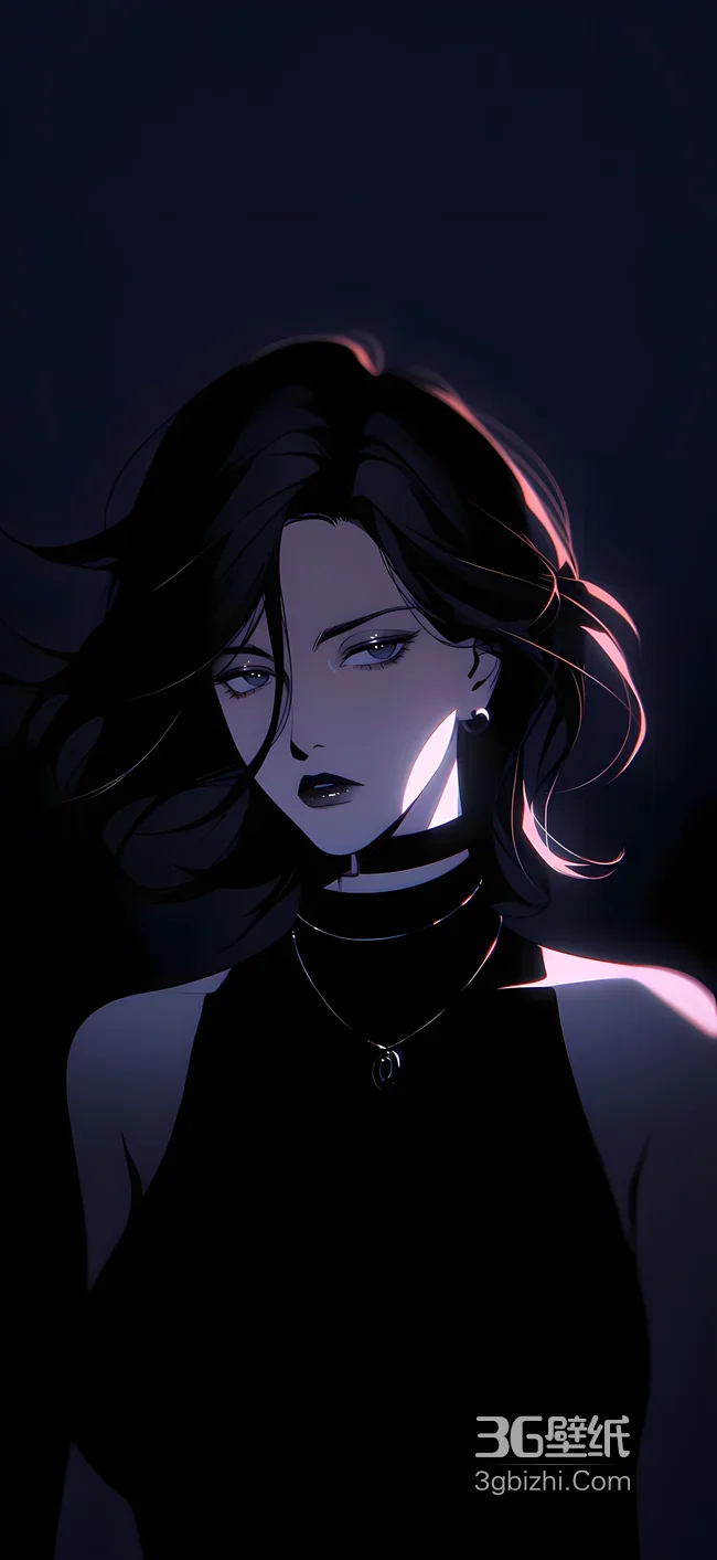 暗黑系动漫风冷艳女性·光影质感 高质感手机壁纸1