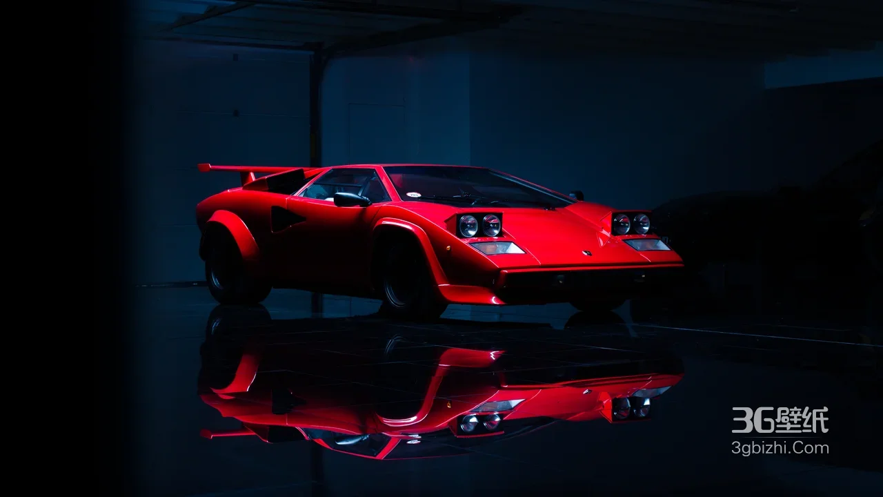 红色兰博基尼跑车·暗黑风 超跑宽屏电脑壁纸1