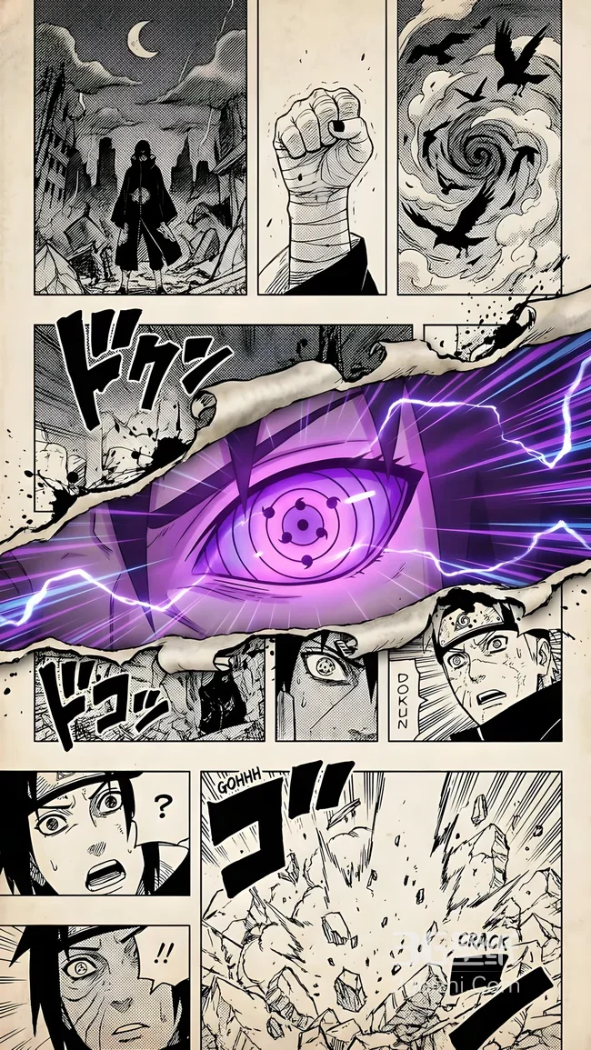 火影忍者·轮回眼爆发 暗黑热血漫画风高燃手机壁纸1