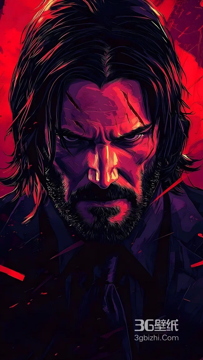 约翰·威克·伤痕冷峻 暗黑插画风 疾速追杀高燃壁纸1