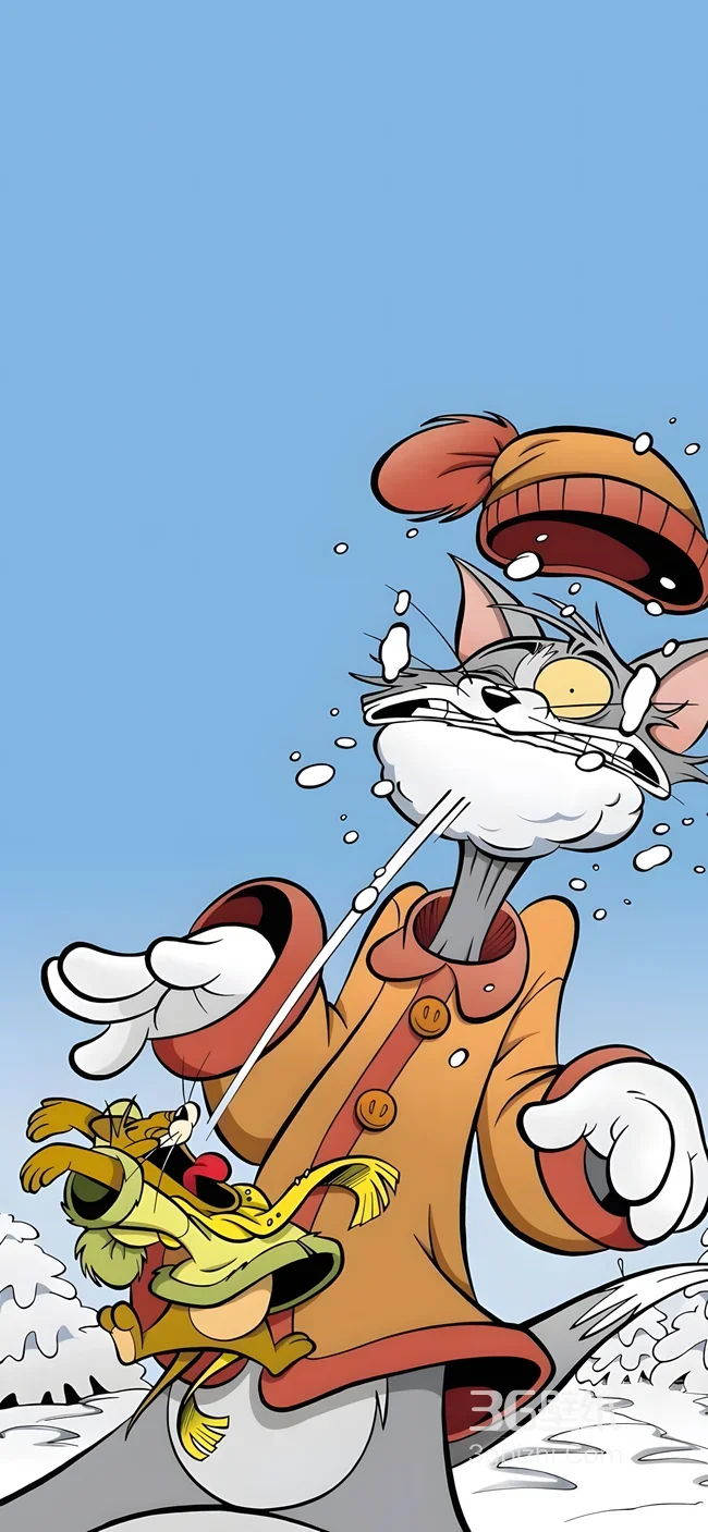 汤姆猫&杰瑞鼠冬日搞怪 猫和老鼠卡通动画冬日爆笑场景手机壁纸1