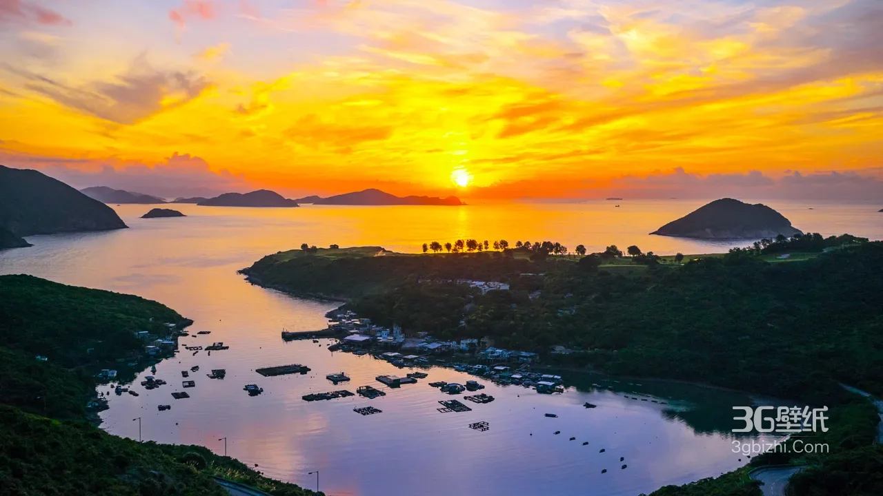 渔村海湾日落·唯美海景 宽屏电脑壁纸1