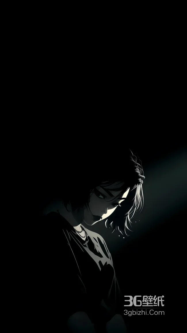暗黑系二次元短发少女·冷调光影 小众氛围感手机壁纸1