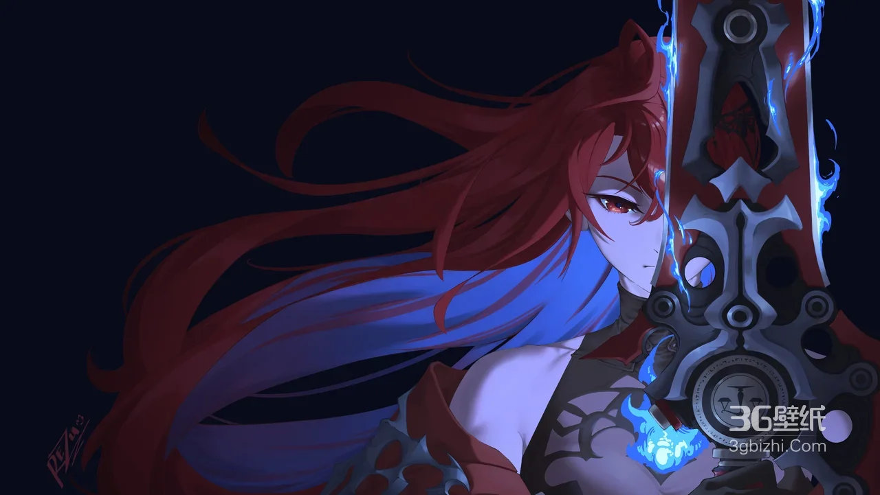 卡芙卡·红蓝长发武器流光 暗黑二次元崩坏星穹铁道壁纸1