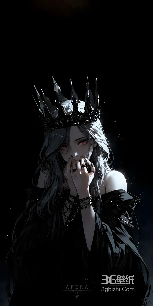暗黑哥特风银发红瞳女王·荆棘皇冠二次元壁纸1