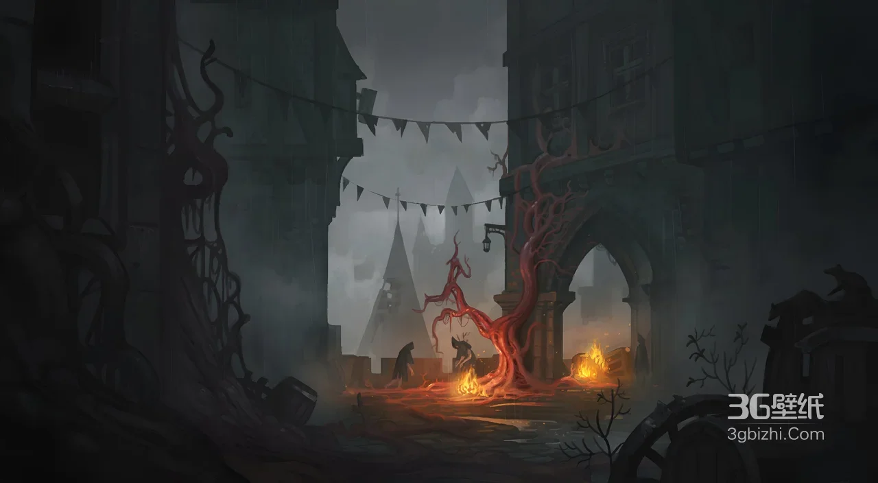 破败城镇血色树根·暗黑游戏风 高人气暗黑场景壁纸1