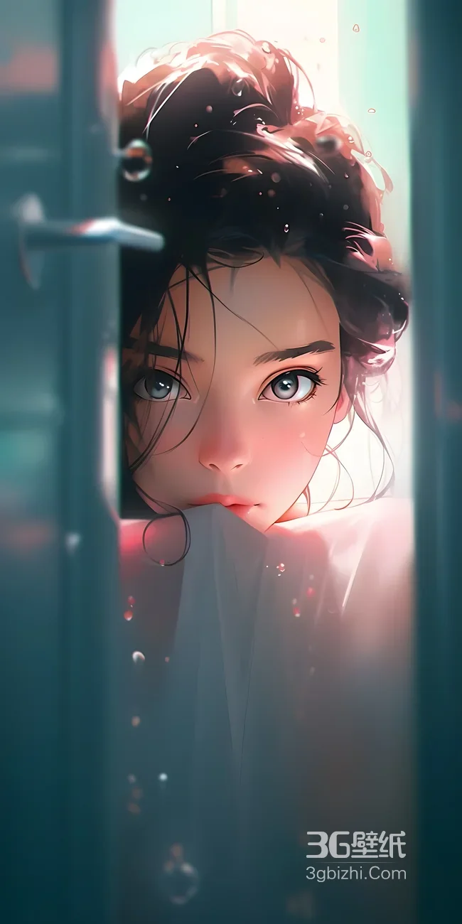 写实插画风卷发少女·梦幻光影 原创唯美手机壁纸（高热度：唯美少女壁纸）1