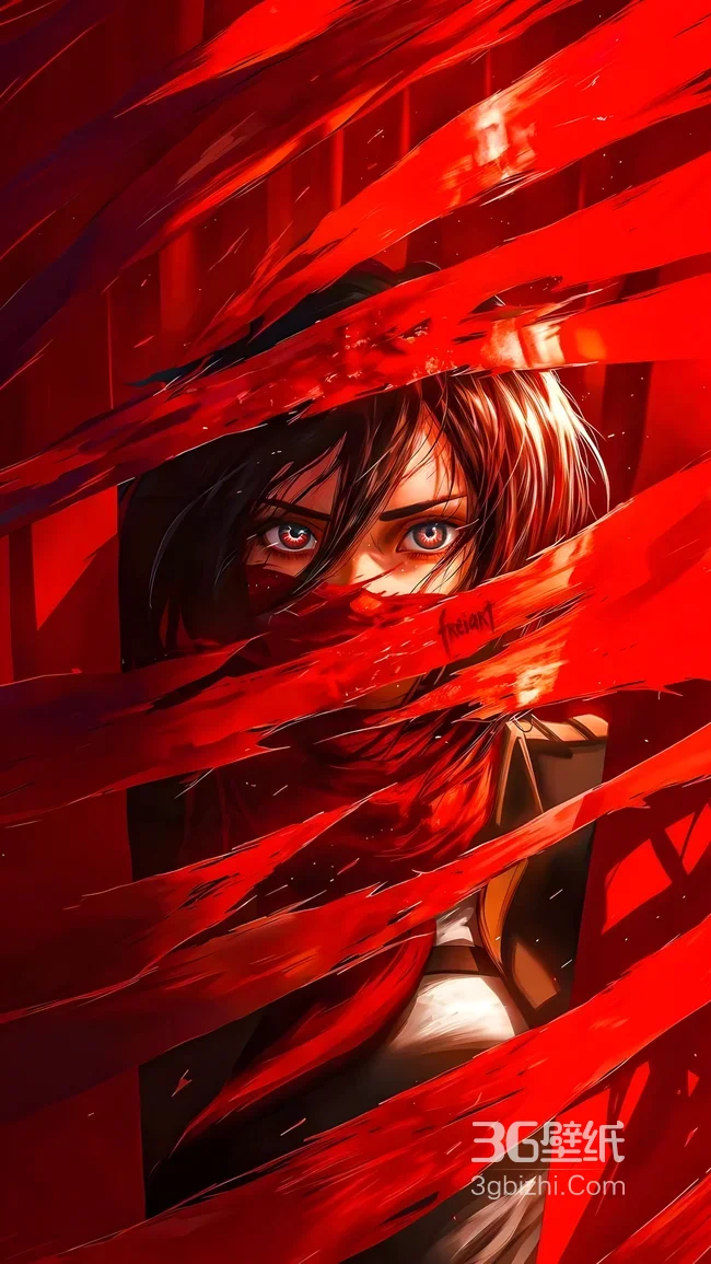 三笠·阿克曼·猩红破风 暗黑热血进击的巨人动漫壁纸1