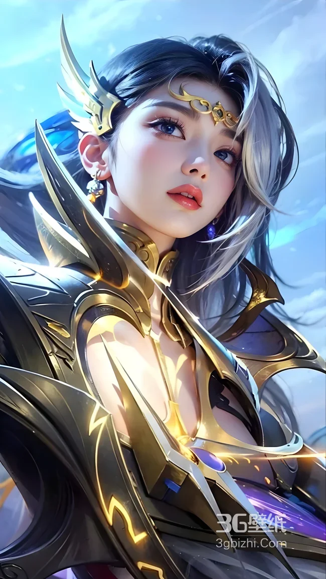 玄幻游戏女战士·金黑战甲CG风 热门游戏角色壁纸1