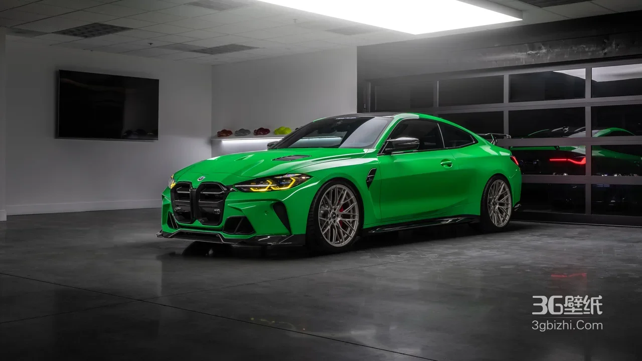 宝马M4荧光绿改装超跑 写实机械风电脑壁纸热门款1