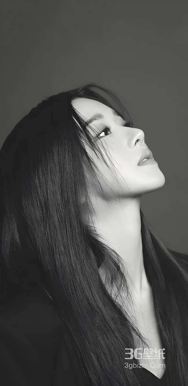 气质人像·黑白简约长发写真 高人气手机壁纸1
