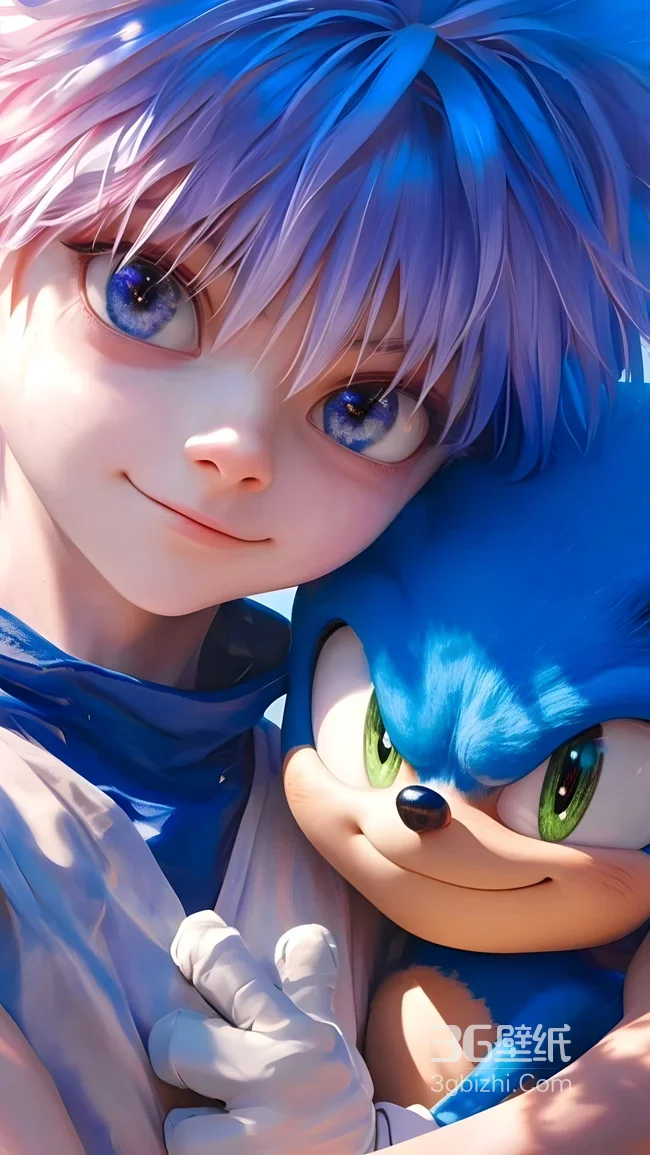 奇犽风蓝发少年&索尼克 二次元写实 热门联动壁纸1