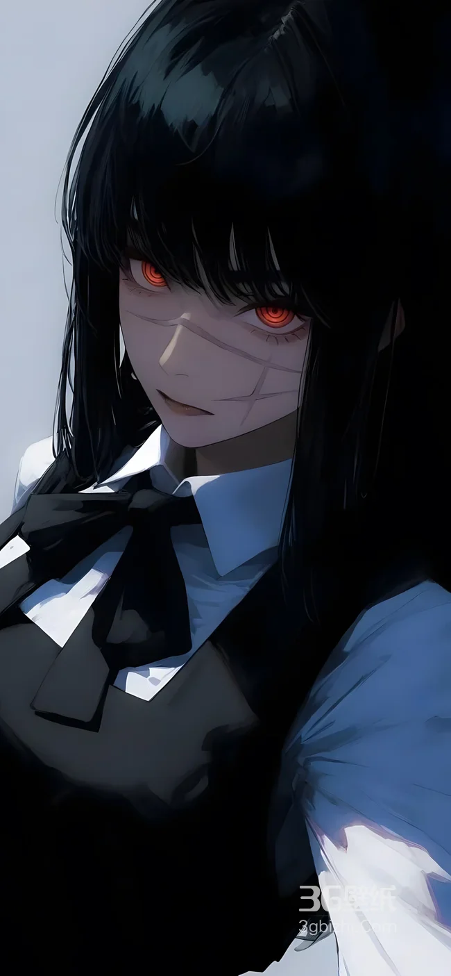 暗黑二次元红瞳绷带动漫少女 黑裙白衬 手机壁纸1