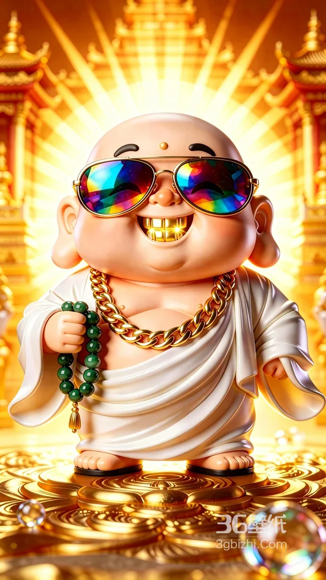 Q版弥勒佛·潮酷墨镜金链 国潮富贵风（财运主题热款）1