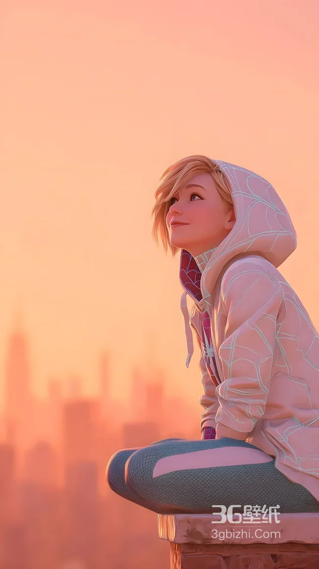 格温·史黛西（蜘蛛格温）唯美暖调 蜘蛛侠平行宇宙动漫壁纸1