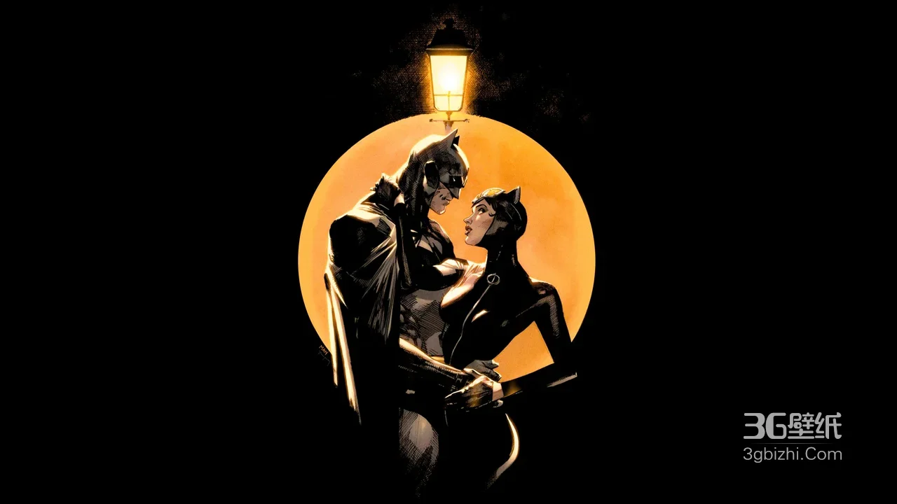 蝙蝠侠&猫女 暗黑浪漫 DC漫画经典互动 宽屏电脑壁纸1