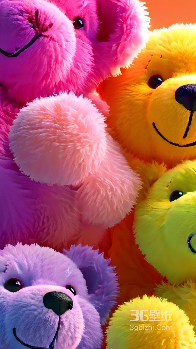 缤纷毛绒泰迪熊·梦幻炫彩风 高人气手机壁纸1