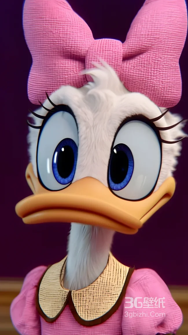 黛丝·粉色蝴蝶结 3D写实风迪士尼动漫手机壁纸推荐1