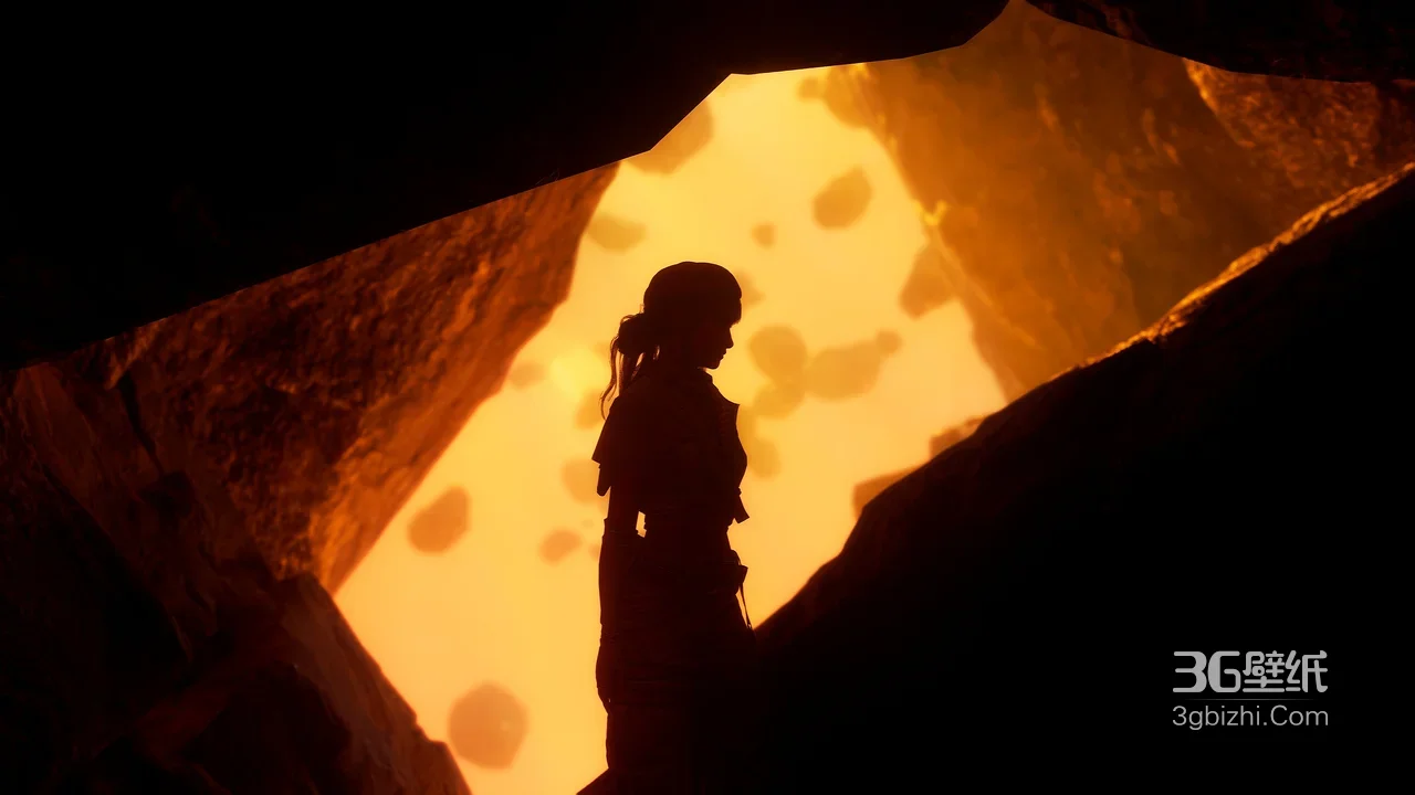 冒险女角色·暗黑剪影风 动作冒险游戏洞穴场景壁纸1