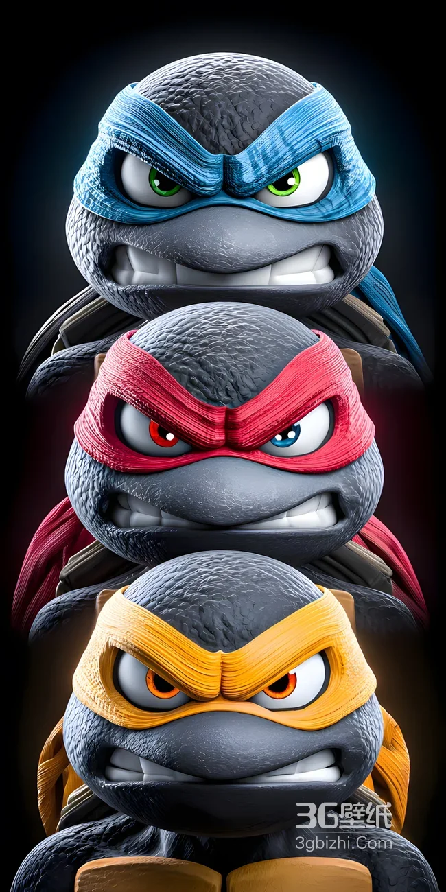 3D卡通风《忍者神龟》角色手机壁纸 热血冒险感拉满1