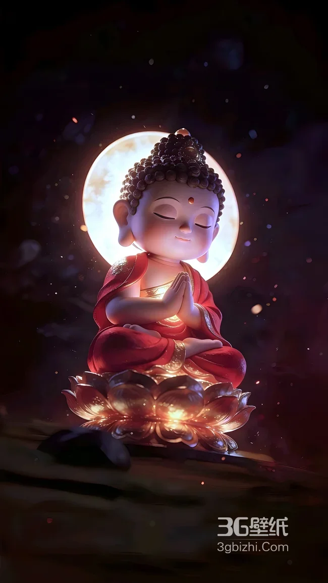 Q版佛陀·合十祈福 国漫风唯美禅意治愈手机壁纸1