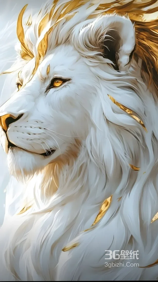 白狮·金羽点缀 唯美梦幻风 氛围感手机壁纸优选1
