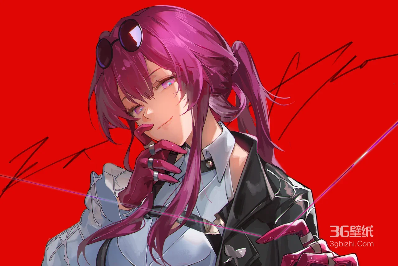 紫发墨镜少女·暗黑潮酷风游戏角色 高清电脑壁纸1