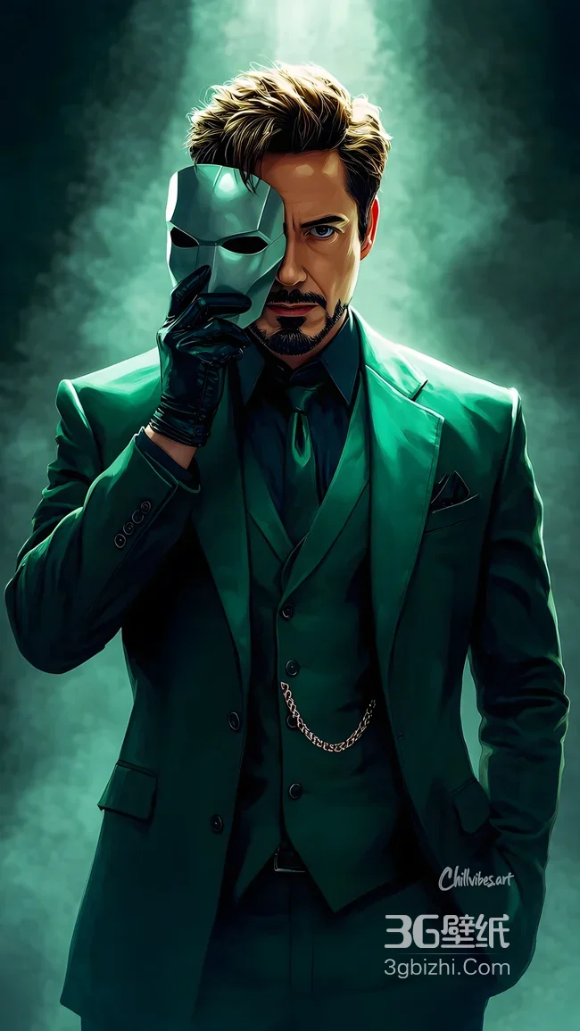 托尼·斯塔克·假面绅士 墨绿西装写实风 漫威影视壁纸1