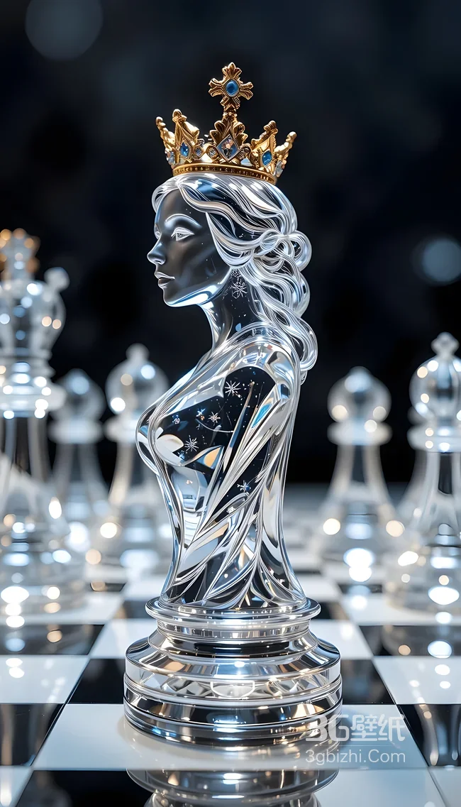 水晶国际象棋皇后·星空纹皇冠精致风 高端棋类壁纸1