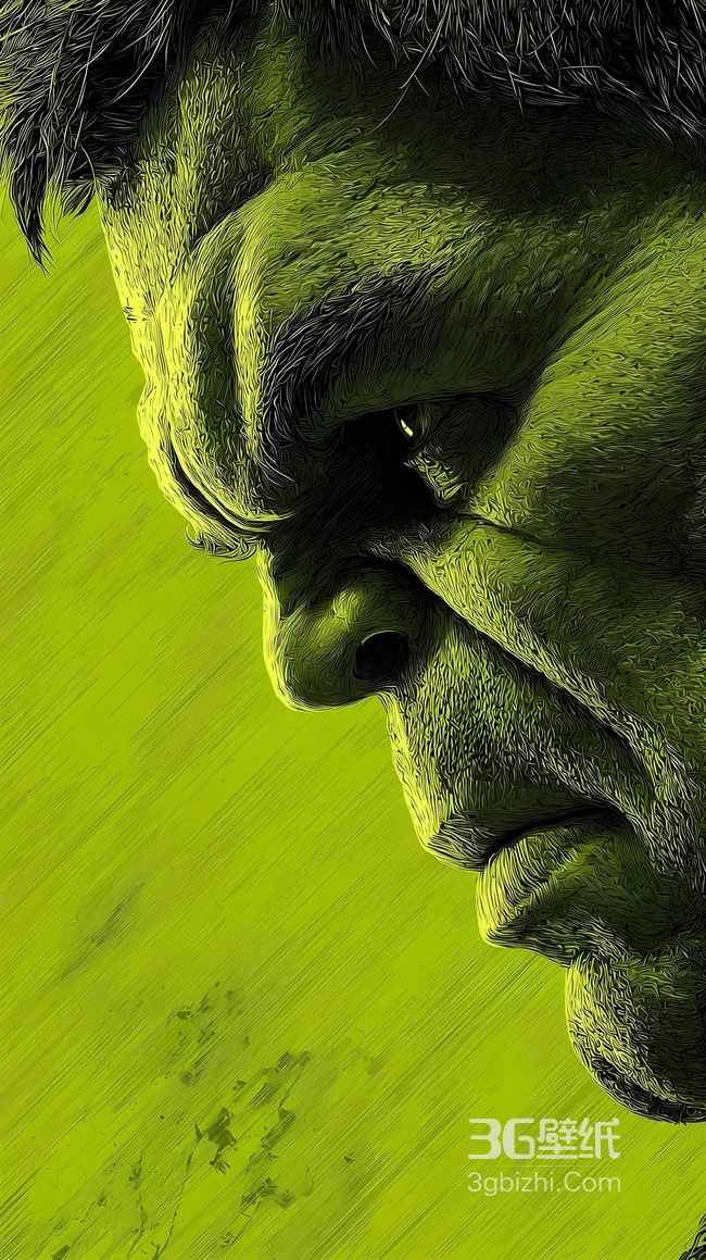 绿巨人浩克·愤怒神情 手绘风漫威影视手机壁纸高人气版1