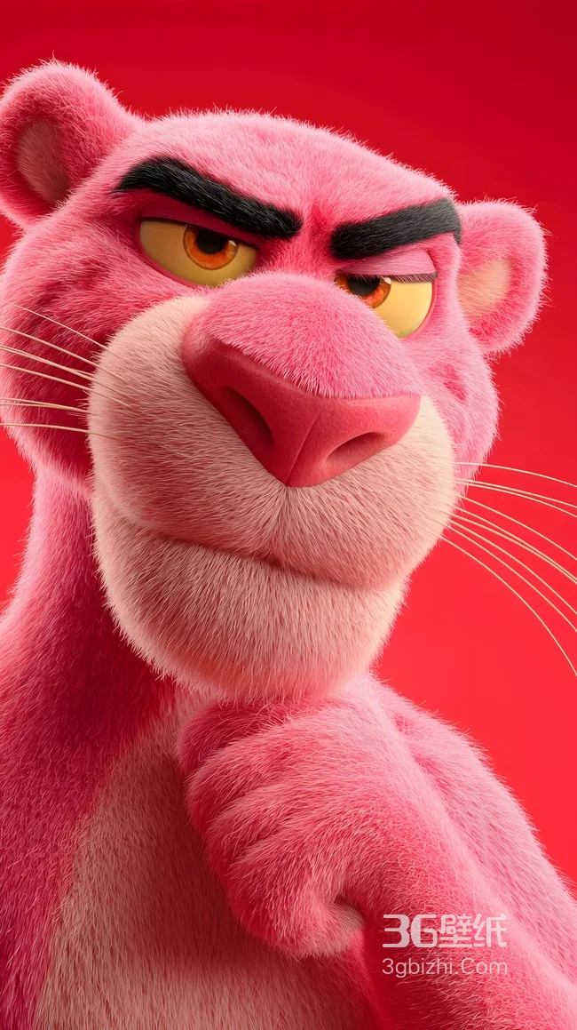 粉红豹·挑眉蹙眉 3D拟真风 经典卡通形象 个性壁纸1