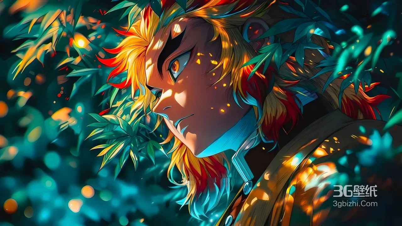 炼狱杏寿郎·火焰发丝 鬼灭之刃炫彩二次元宽屏壁纸1