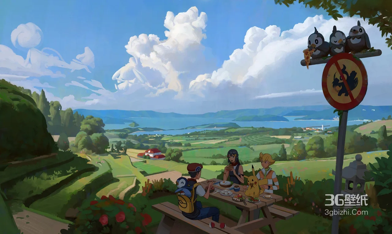 小智·宝可梦田园野餐 唯美日漫宝可梦宽屏车机壁纸1