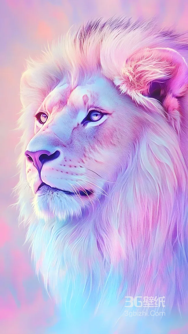 梦幻粉蓝渐变狮子·唯美治愈系手机壁纸热门款1