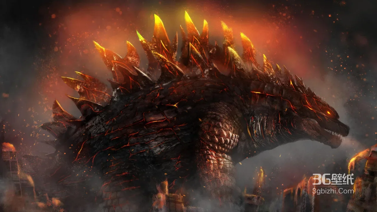 哥斯拉·熔岩觉醒 暗黑末日影视风 城市破坏巨兽壁纸1