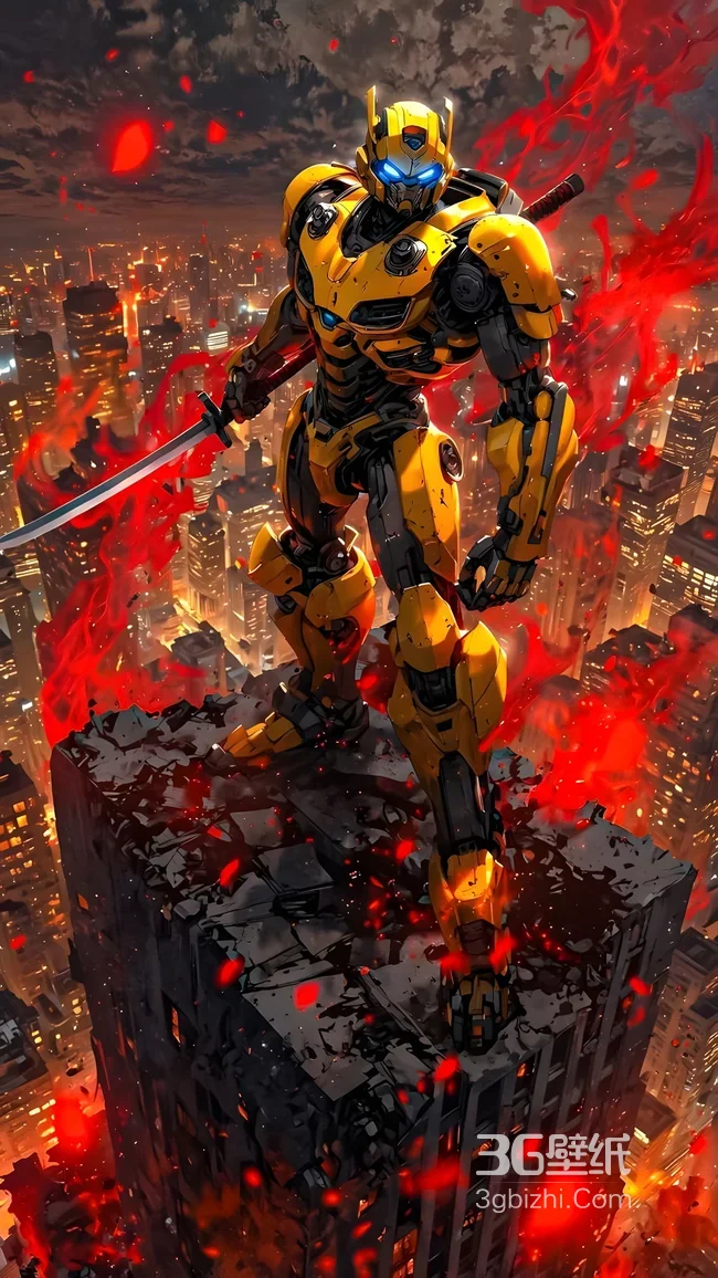 大黄蜂·战刃出鞘 末日都市科幻风 变形金刚高燃壁纸1