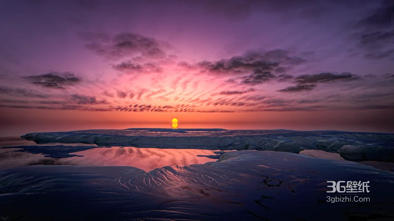 极地冰原日落倒影·唯美光影 电脑壁纸高人气款1