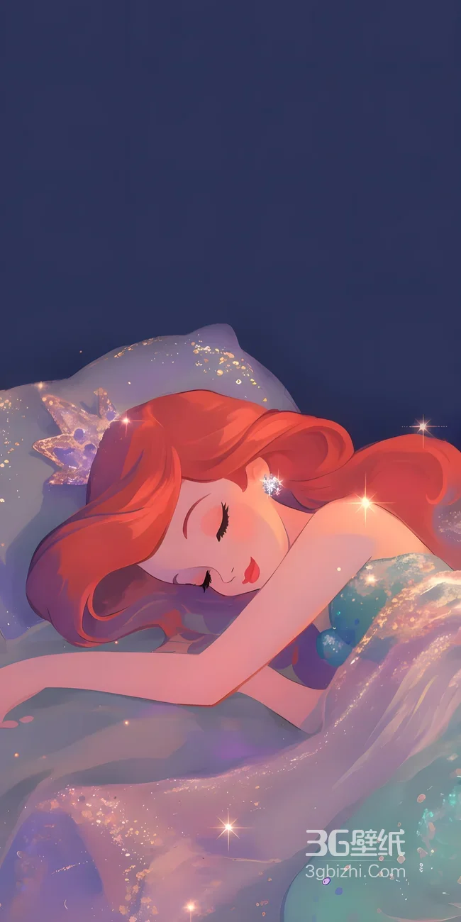 爱丽儿·睡颜闪耀 迪士尼小美人鱼唯美梦幻壁纸1