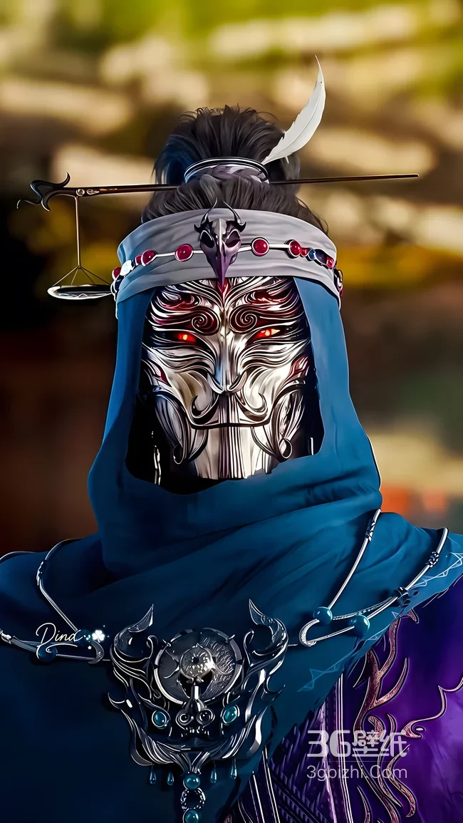 神秘古风银纹面具红瞳角色·药师·国风玄幻·高人气国漫壁纸1