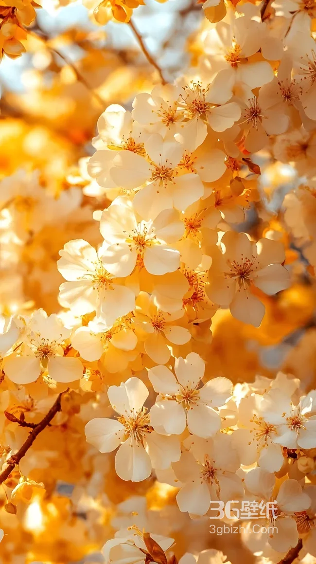 暖金樱花·唯美春日花卉 高人气手机壁纸1