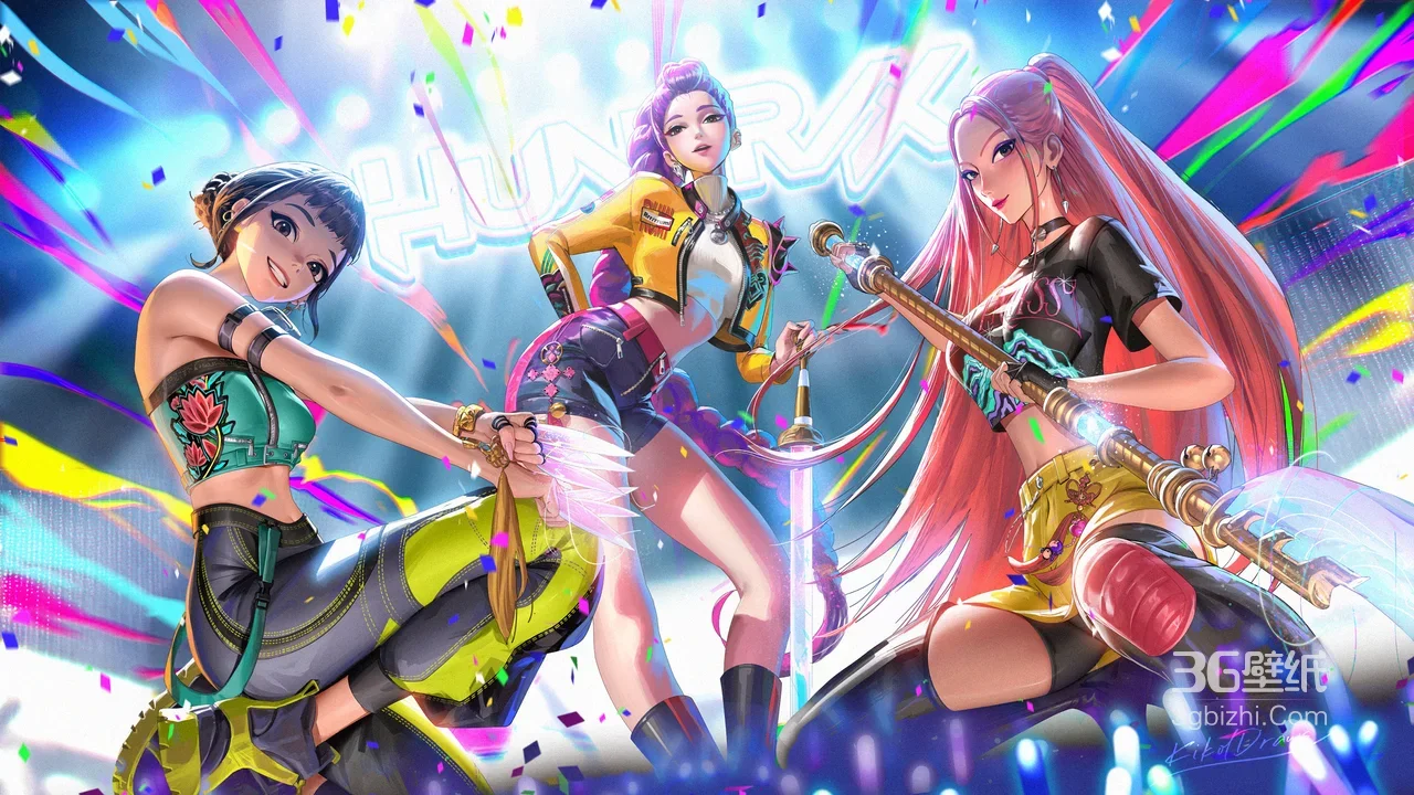 HUNVRK女角色·赛博朋克国漫风 战斗姿态高燃电脑壁纸1