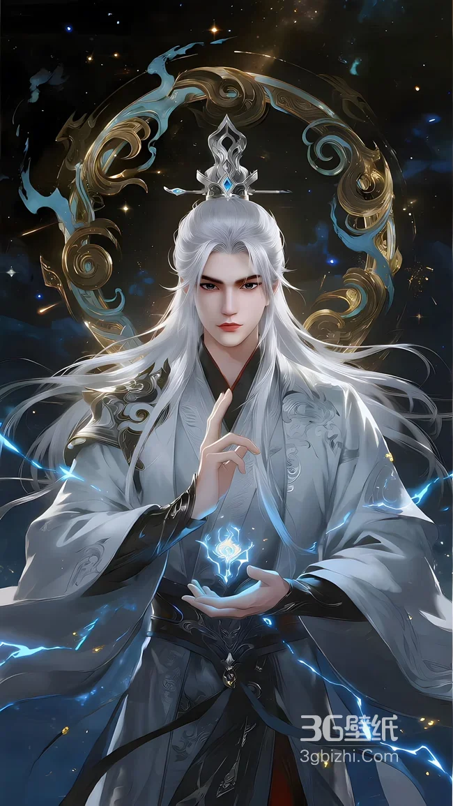 白发仙人物王林·玄术凝光 国风玄幻帅哥壁纸（古风仙侠手机壁纸）1