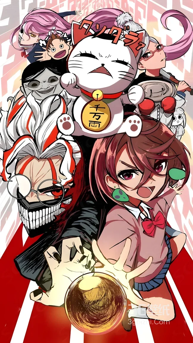 日系热血动漫角色与招财猫·千万両 热门手机壁纸1