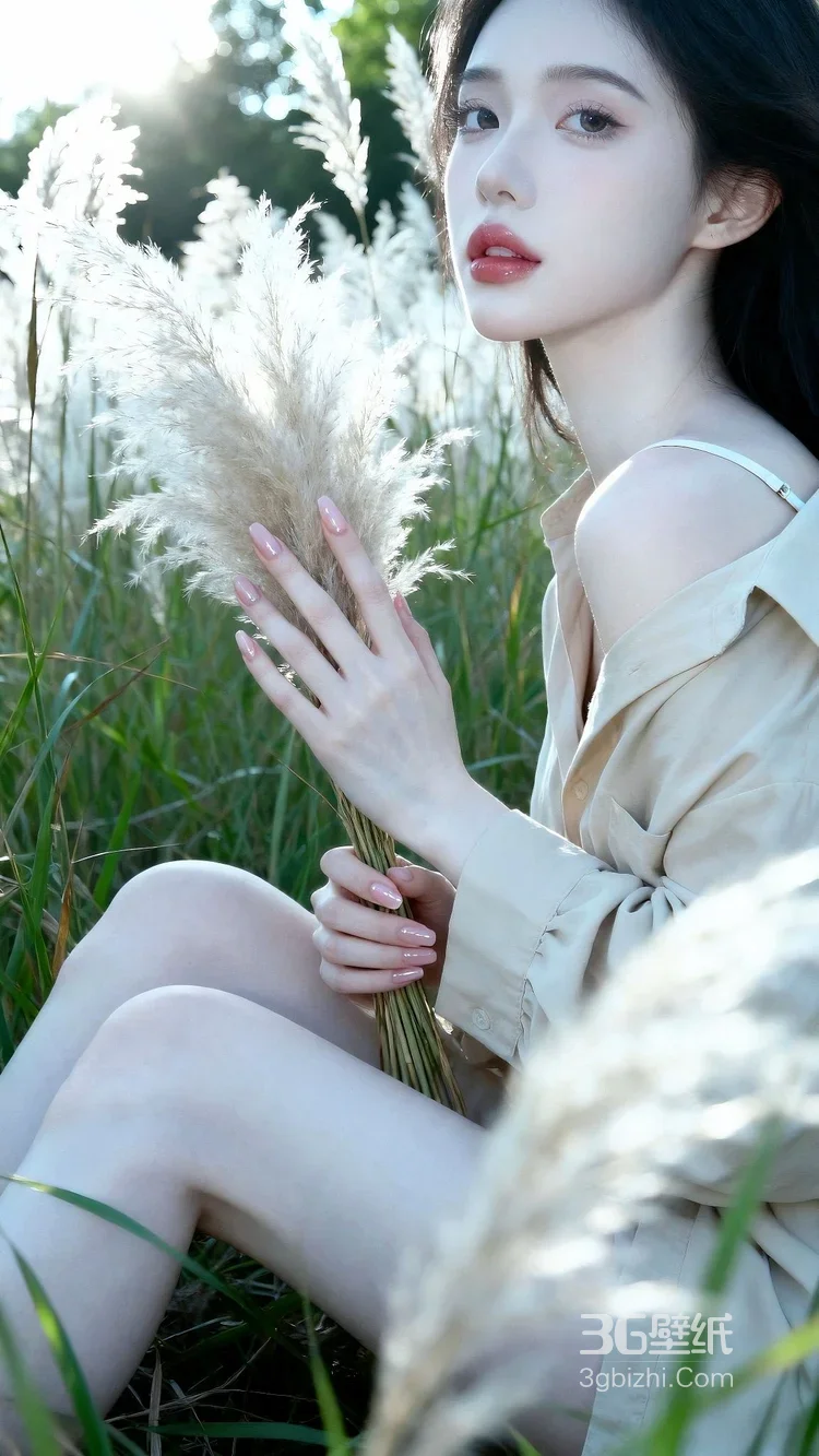 芦苇丛清新女生·唯美自然风 森系氛围感写真1