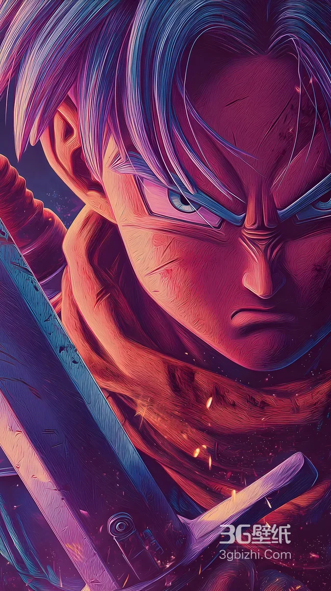 特兰克斯·带剑 赛博霓虹风《龙珠》动漫壁纸1