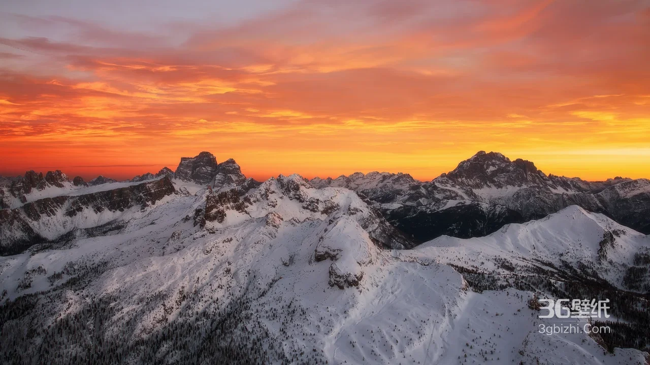 雪山群峰·唯美日落晚霞 宽屏自然风景壁纸1