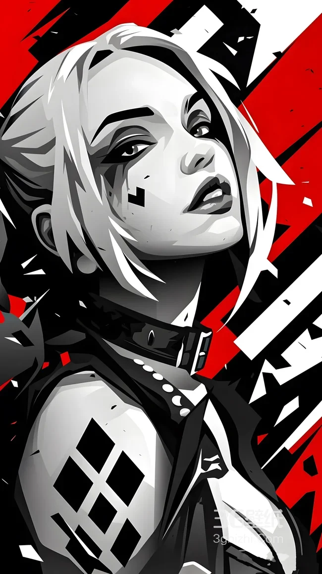 哈莉·奎茵·叛逆潮酷 暗黑几何撞色DC影视壁纸（个性暗黑手机壁纸）1