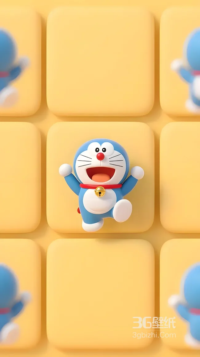 哆啦A梦·欢呼跳跃 3D拟物风 哆啦A梦动漫治愈壁纸1